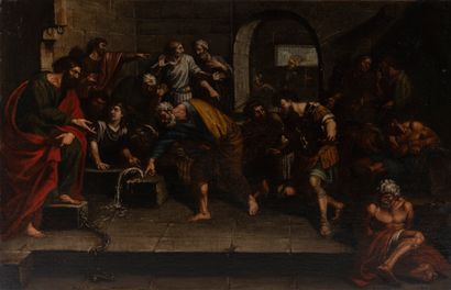 null ROMAN SCHOOL, XVIIth century. Workshop of Pier Francesco MOLA
The Baptism of...