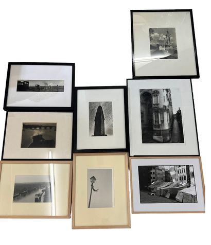 null Lot of framed photographs including: 
- Port of Jamaica, Circa 1910. Silver...