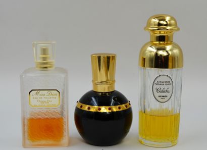 null Set of 3 bottles including Hermes "Calèche", spray bottle of perfume of toilet,...
