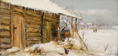null Vladimir POUSSOVSKI (1951)
L'hiver à la campagne
Huile sur panneau signée en...
