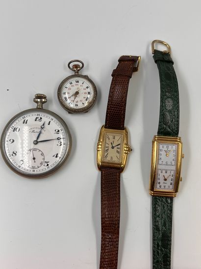 null Lot of watches including: YVES SAINT LAURENT gold plated wristwatch, double...