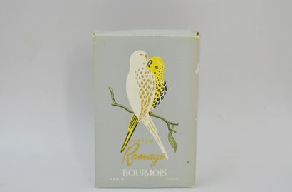 null BOURJOIS "Ramage
Flared glass bottle, gold label titled "Parfum Ramage Bourjois",...
