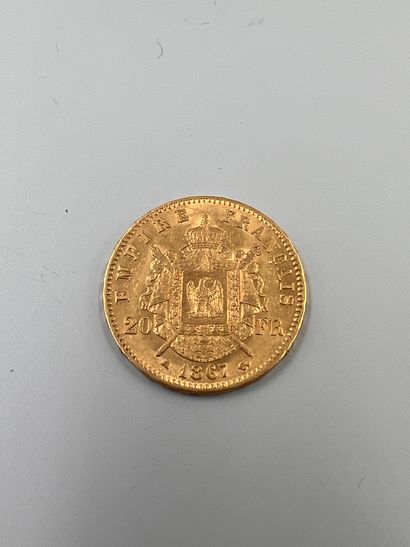 Napoleon III, 20 francs gold coin, 1867,...
