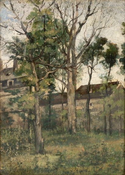 null Stanislas LEPINE (1835-1891) 
The big trees near a house
Oil on canvas, signed...
