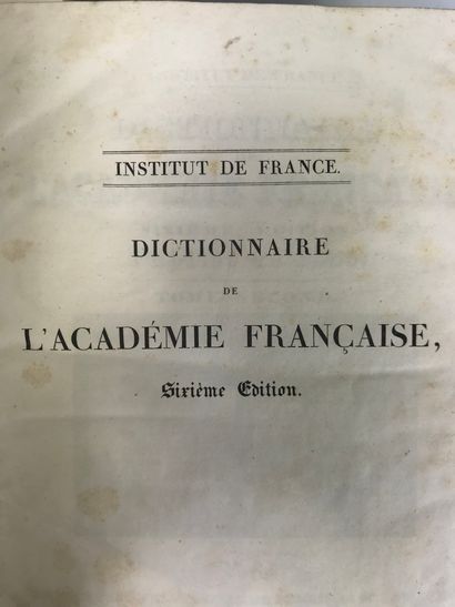 null INSTITUT DE FRANCE
Dictionnaire de l'Académie FRANÇAISE
Deux volumes, in-4 plein...