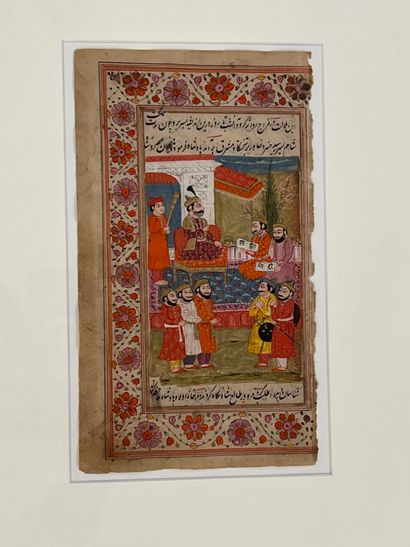 null Lot of 9 Persian and Indian miniatures framed.