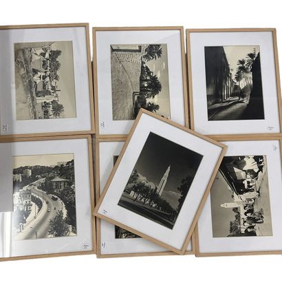 null Lot including 7 framed photographs of which: 
- Ouargla, young boys. Silver...