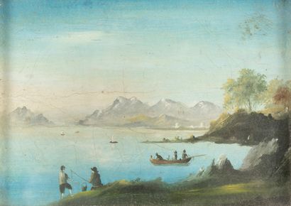 null École ITALIENNE, XIXè siècle
Les pêcheurs
Huile sur panneau
13,7 x 19,2 cm à...