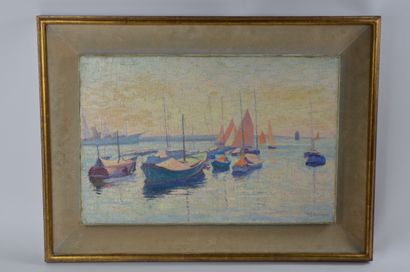 null Victor Ferdinand BOURGEOIS (1870-1957)
The sailboats 
Oil on canvas, signed...