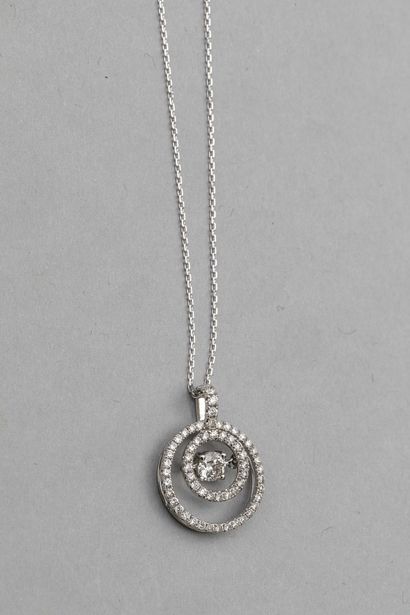 null Pendentif Cercle en or blanc 18k avec diamant dansant en son centre de 0,40cts...