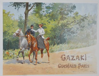 null GUERLAIN "Gazaki

Rare cardboard advertisement, 1st period, decorated and titled...