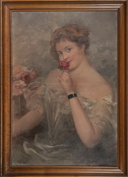 null Paul Albert STECK (1866-1924)
Jeune femme à la rose, 1898
Huile sur toile, signée...