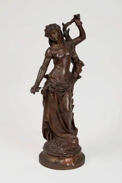 null A GAUDEL (XIXè)
Le Printemps 
Sculpture en bronze à patine brune signée sur...