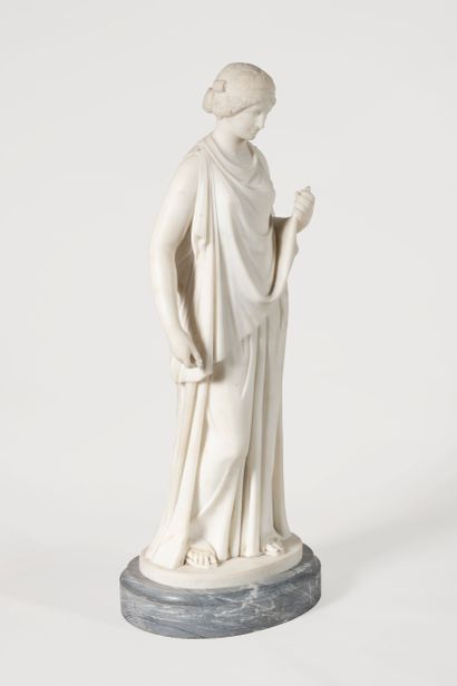 null École FRANÇAISE, XIXè siècle. 
Importante sculpture en marbre blanc représentant...