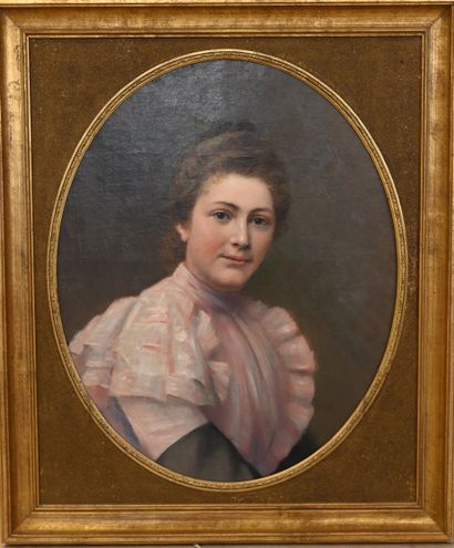 null École FRANÇAISE fin du XIXè siècle 
Portrait de femme-peintre
Huile sur toile,...