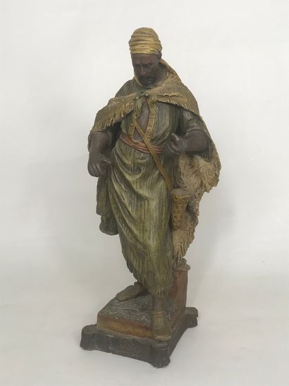 null Friedrich GOLDSCHEIDER (1845-1897), VIENNE
Le chasseur oriental
Sculpture en...