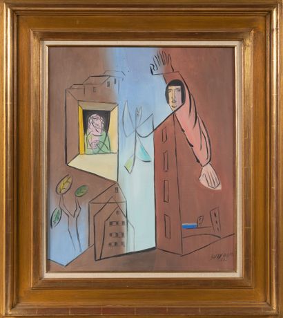 null Léopold SURVAGE (1879-1968)
Jeune femme à la fenêtre, 1958
Huile sur toile,...