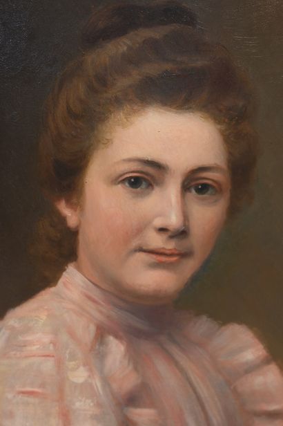 null École FRANÇAISE fin du XIXè siècle 
Portrait de femme-peintre
Huile sur toile,...