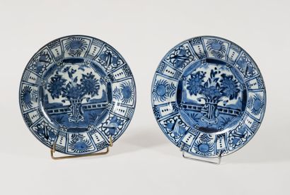 null JAPON, Arita, XVIIème siècle et plus tardif
Deux plats creux de style kraak...