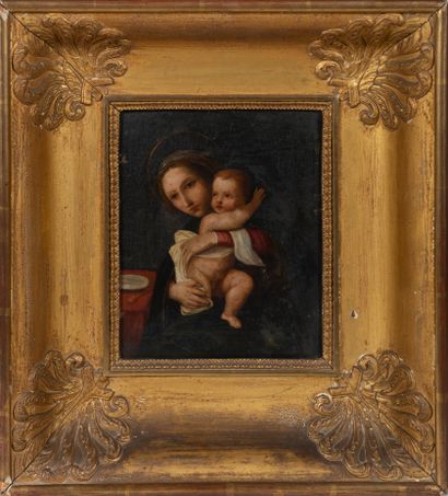 null École LOMBARDE, début du XVIIè siècle
Vierge à l’Enfant
Huile sur cuivre
22...