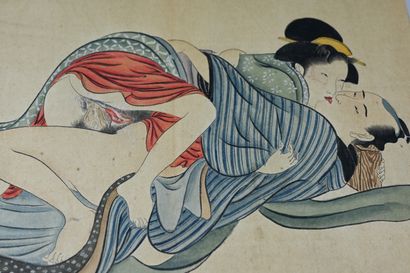 null JAPON, XXème siècle
Album regroupant 11 shungas polychromes. Couverture en tissu...