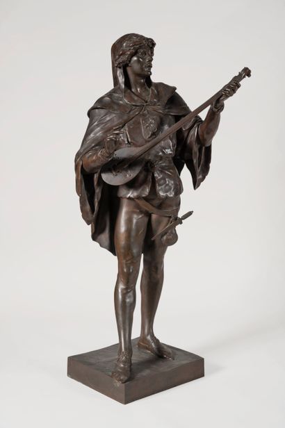 null Émile-Louis PICAULT (1833-1915)
Troubadour
Sculpture en bronze à patine brune...