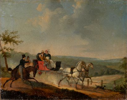 null Jacques Swebach (1769-1823), d'après
La promenade en carrick à pompe
Huile sur...