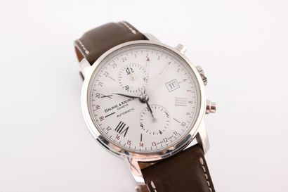 null BAUME ET MERCIER.
Modèle Classima.
Montre bracelet chronographe en acier. Boîtier...