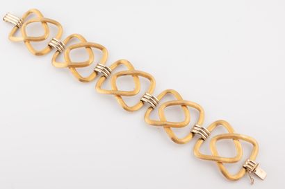 null Bracelet souple articulé en or jaune 18k à motifs triangulaires entrelacés en...
