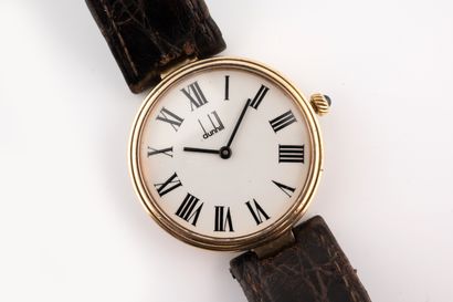 null DUNHILL
Montre-bracelet, boîtier vermeil, boucle argent. 
Swiss Chronometer...
