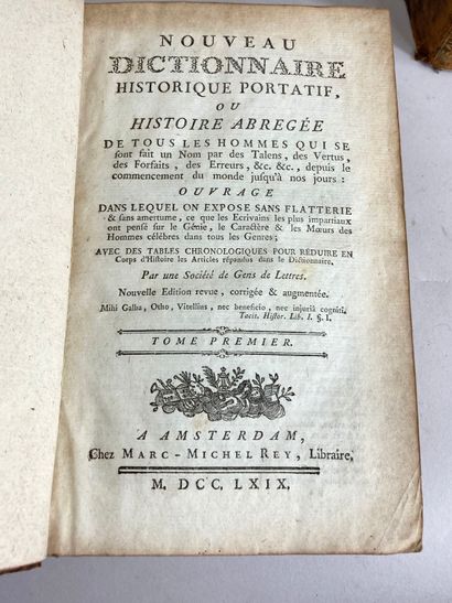 null Nouveau Dictionnaire historique et portatif.
4 tomes, In-4 plein-veau et dos...