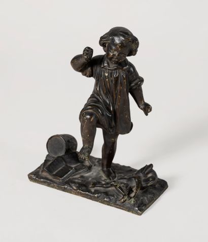 null École FRANÇAISE, fin XIXè siècle
Petite fille en colère 
Sculpture en bronze...