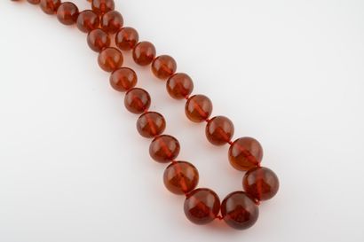 null Collier formé de perles façon ambre en chute d'un diamètre de 10 à 20mm environ....