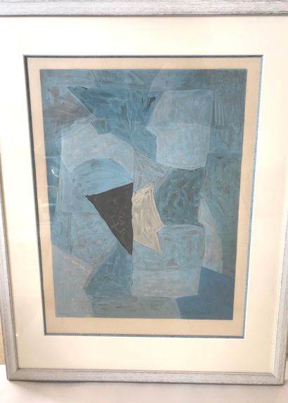 null D'après Serge POLIAKOFF (1900-1969).
Composition bleue, blanche et noire.
Lithographie....