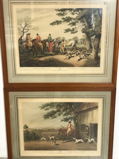 null Ensemble de deux reproductions anglaises présentant des scènes de chasse, l'une...