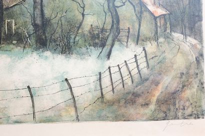 null Bernard GANTNER (1928-2018)
Paysage hivernal
Lithographie en couleurs signée...
