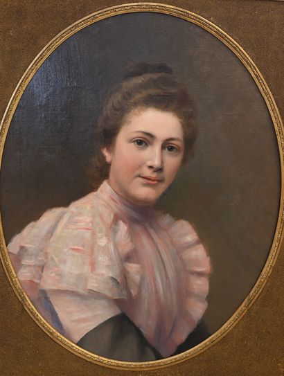 null École FRANÇAISE fin XIXè siècle 
Portrait de femme-peintre
Huile sur toile,...