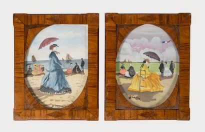 null Gaston CORMIERE (1858-1943)
Femmes aux ombrelles sur la plage du Touquet
Deux...