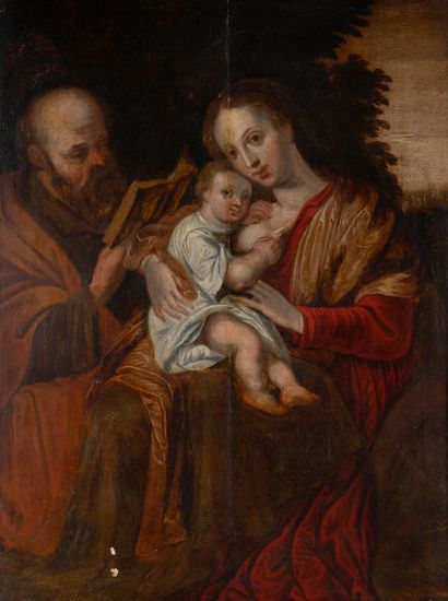 null École FLAMANDE, début du XVIIè siècle
La Sainte Famille
Panneau de chêne, deux...