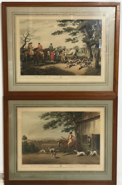 null Ensemble de deux reproductions anglaises présentant des scènes de chasse, l'une...