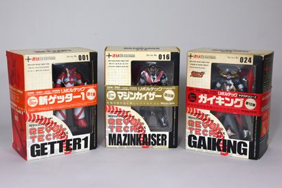 null GO NAGAI
Ensemble de 3 boîtes diffusées par Kaiyodo comprenant Getter 1, Mazinkaiser,...