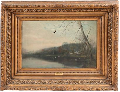 null Felix TER LINDEN (1836-1912)
Cygne en bord d'étang
Huile sur toile.
Signée en...