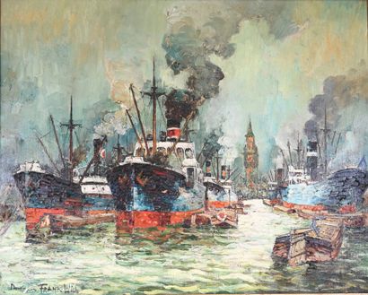 null Franck WILL (1900-1950)
Vue de Dunkerque 
Huile sur toile, signée en bas à gauche...