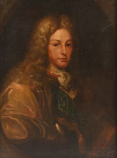 null École ANGLAISE, XVIIIè siècle
Portrait d’un gentilhomme à la perruque dans un...