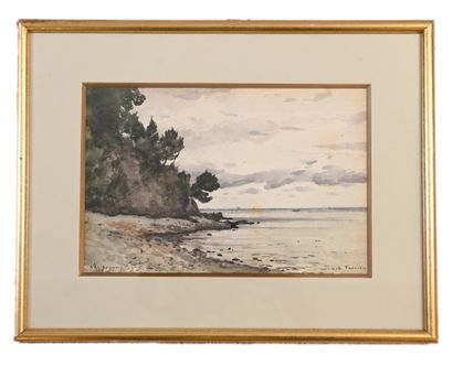 null Henri HARPIGNIES (1819-1916)
Paysage de bord de mer à Ville Tranche, 1885
Aquarelle...