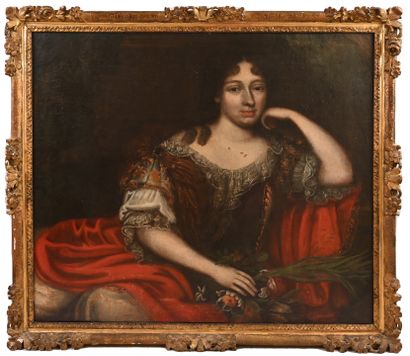 null Attribué à Henri GASCAR (1635-1701)
Portrait de jeune femme au bouquet de fleurs
Huile...