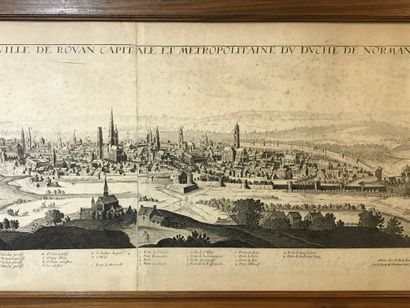 null France, 18th century
Important engraving titled "Profile of the famous city...