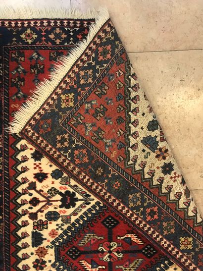 null TURKEY - Gallery carpet in cotton and wool with central geometrical pattern...