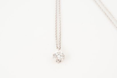null Necklace in 18k white gold set with a brilliant-cut diamond of 0.71cts color...