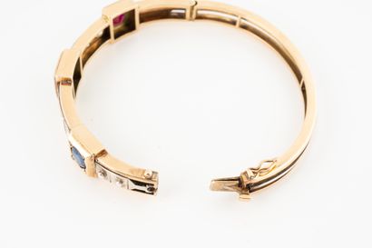 null Bracelet of creator opening ring in yellow gold 18k set on a line of a rectangular...